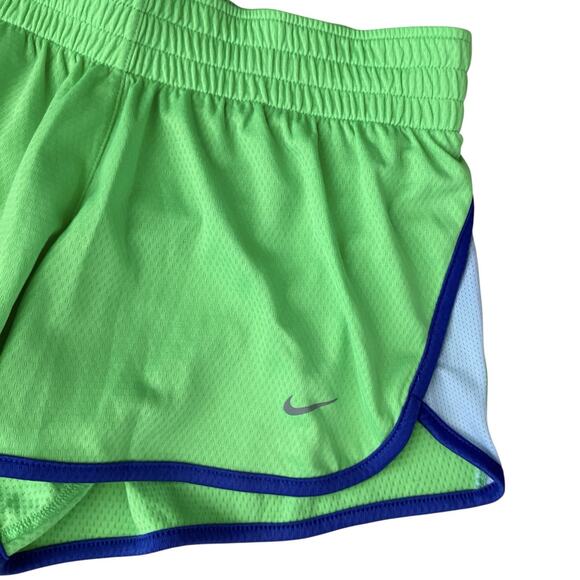 Nike Dri-FIT Women's Running Shorts M Medium Green Blue Trim Lined Inner Pocket - Picture 5 of 12